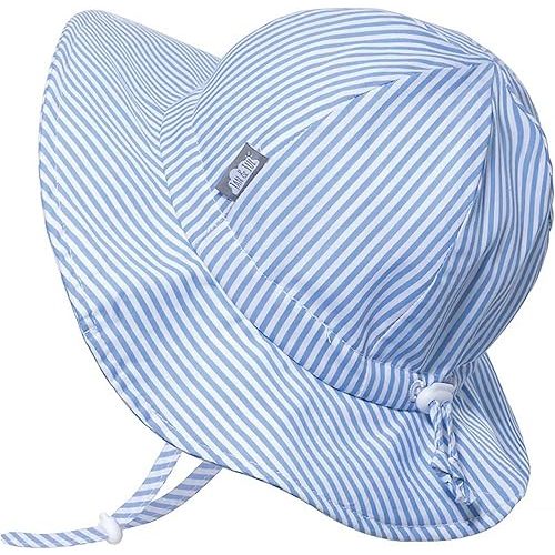 JAN & JUL Grow-with-Me Sun-Hat for Toddler Boy UV Protection (L: 2-5 Years, Blue Stripes)
