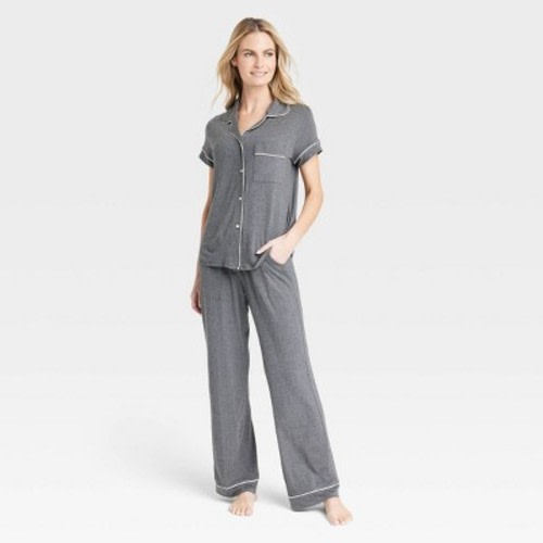Ekouaer Womens Waffle Knit Pajamas Loungewear Two-piece Sleepwear