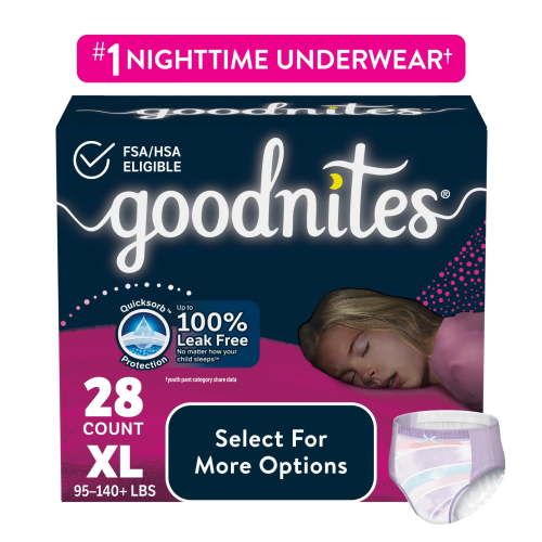 Goodnites Bedwetting Underwear for Girls, XL (95-140+ lbs), 28 Ct (Select for More)