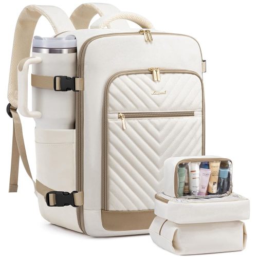 LOVEVOOK Travel Backpack For Women,50L Carry On Backpack Flight Approved,TSA Personal Item Travel Bag Fits 18 Inch Laptop,Business Weekender Overnight Daypack with 3 Packing Cubes