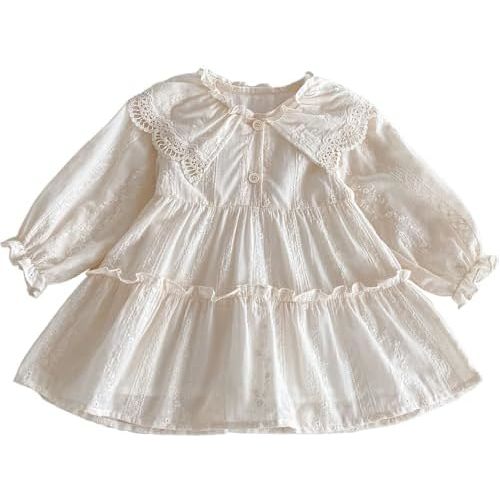 Spring Baby Toddler Girls' Long Sleeve Princess Dress in Apricot - Cute & Stylish Outfit for Spring/Fall