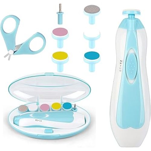 Baby Nail Clippers Electric: Baby Nail File Electric Trimmer Kit Fingernails Toes Care Manicure with Toddler Nail Scissor Safe for Newborn, Kids and Adults