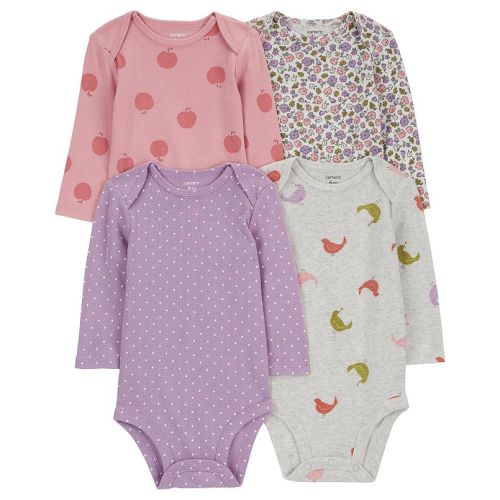 Baby Girl Carter's 4-Pack Long Sleeve Original Bodysuits - 3 months