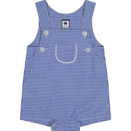 George Classic Romper, Blue Mini Check - Busy Bees | Maisonette