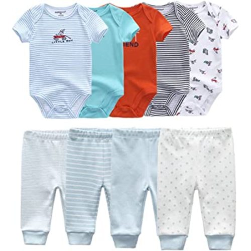 Baby Layette Set Baby Boys' 9-Piece Bodysuits Pants Set Toddler Girl Boy Unisex Baby Gift Sets