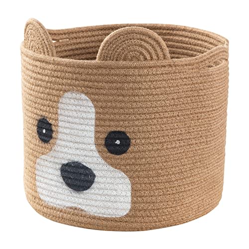 Ushang Pet Dog Toy Storage Basket, Woven Cotton Rope Animal Storage Basket Bin for Kids, Baby Toys Basket, Dog Gifts for Dog Lovers - 12" L X 10" H, Jute