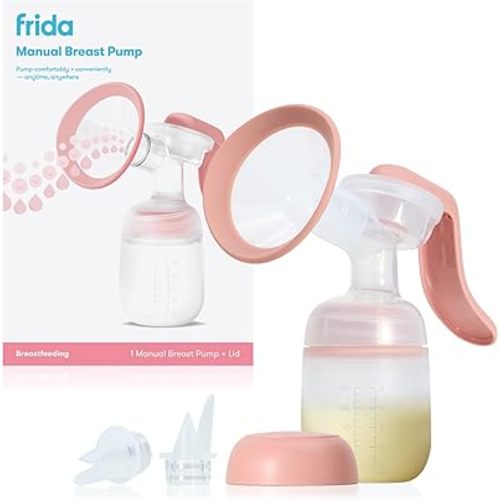 FridaMom Manual Breast Pump, Portable Hand Breast Pump with SoftFeel Flange