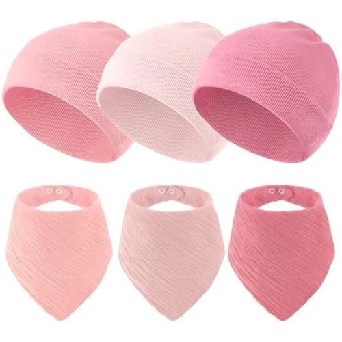 Sofier Baby Hats and Muslin Bibs Baby Beanies for Unisex Newborn Infant 0-6 Months Boys Girls Gift Set