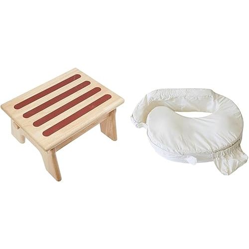 My Brest Friend Adjustable Wood Nursing Stool and Organic Cotton Nursing Pillow Cover - Slipcovers for Baby