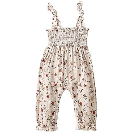 Summer One Piece Outfits Infant Baby Girl Romper Jumpsuit Sleeveless Ruffle Halter Floral Bodysuit Clothes