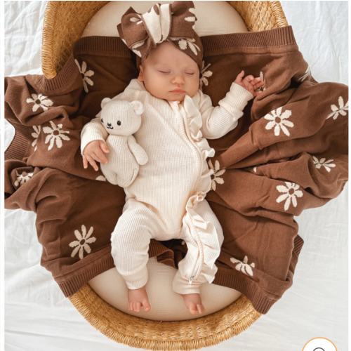 Knit Blanket | Floral Chocolate – Little and Fern