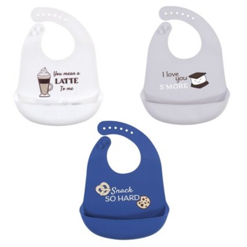 Hudson Baby Infant Boy Silicone Bibs 3pk, You Mean A Latte, One Size