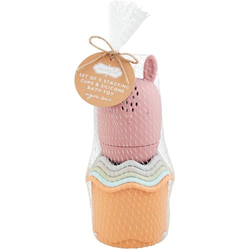 Mud Pie Kids Pink Stacking Cup Bath Set; 6 1/2" X 4" Dia