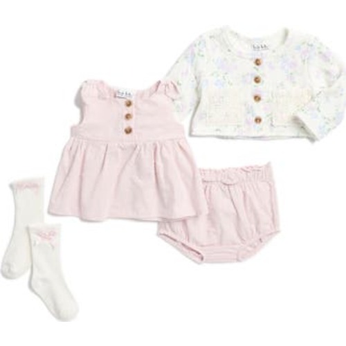 Floral Cardigan, Dress, Bloomers & Socks Set