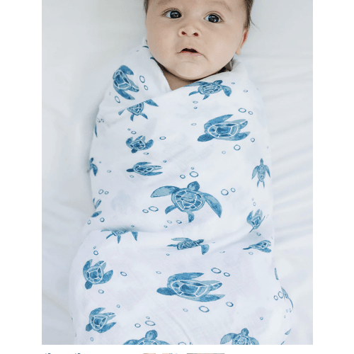 Muslin Swaddle Blanket Oh So Soft Sea Turtles | Bebe au Lait