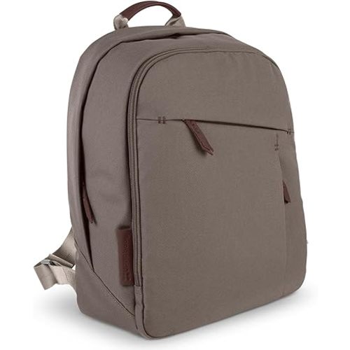 UPPAbaby Changing Backpack/Multiple Storage Compartments/Stroller Strap Attachment/Bottle Insulator and Changing Pad Included/Theo (Dark Taupe/Chestnut Leather)