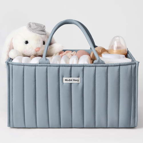 Baby Diaper Caddy Organizer, Stylish Storage Basket for Newborn Essentials and Diaper Station, Gift for Baby Shower and Registry Must-Have