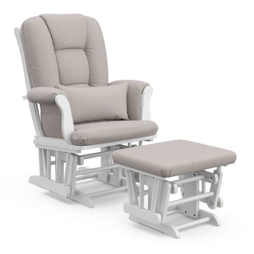 Storkcraft Tuscany White Frame Glider and Ottoman, Color: Taupe Swirl