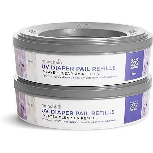 Munchkin® UV Diaper Pail Refill Rings, Holds up to 544 Newborn Diapers, 2 Pack