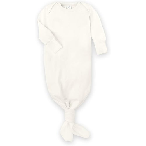 Colored Organics Baby 100% Organic Cotton Newborn Knotted Gown - Infant Indy Kimono Wrap Front Tie Knot with Mitten Cuffs