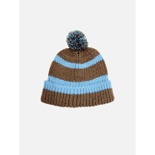 STRIPE POMPOM BEANIE