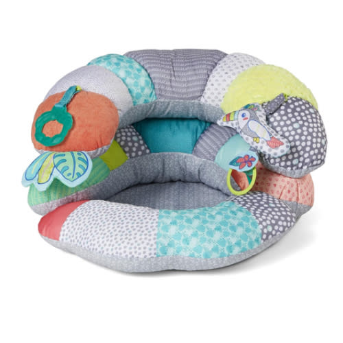 Infantino 2-in-1 Tummy Time & Seated Support, Baby Floor Seat for Tummy Time & Early Sitting, Soft, Supportive, Engaging Toys, Toucan