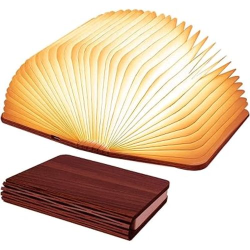 Vergissm Wooden Book Light, 3 Colors Folding Book Lamp LED Book Light for Home Decor Birthday Easter Gift