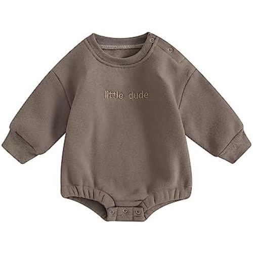 YOKJZJD Newborn Baby Boy Outfits Fleece Little Dude Bubble Romper Sweatshirt Long Sleeve T-Shirt Warm Fall Winter Clothes
