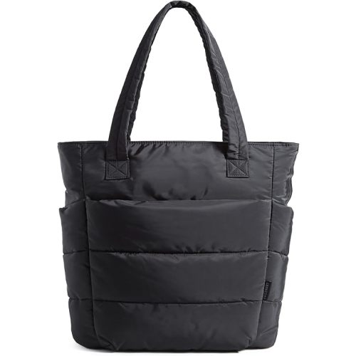 BAGSMART Tote Bag for Women, Lightweight Puffy Tote Bag with Compartments Quilted Shoulder Bag Handbag for Travel, Work, Gym