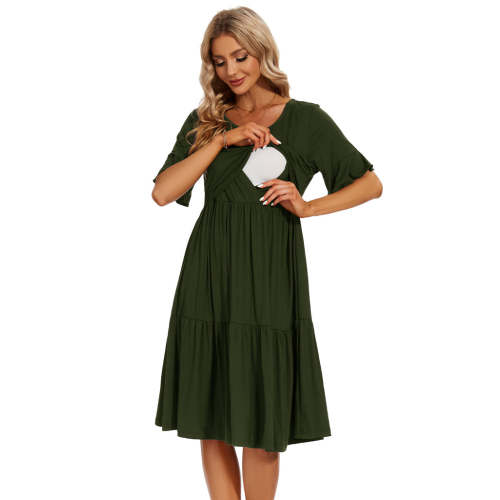 Smallshow Ruffle Maternity Nursing Dress