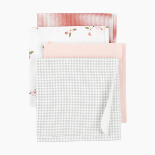 Carter's Receiving Blankets (4 Pack) - Leaves/Gingham/Pinik, OSZ