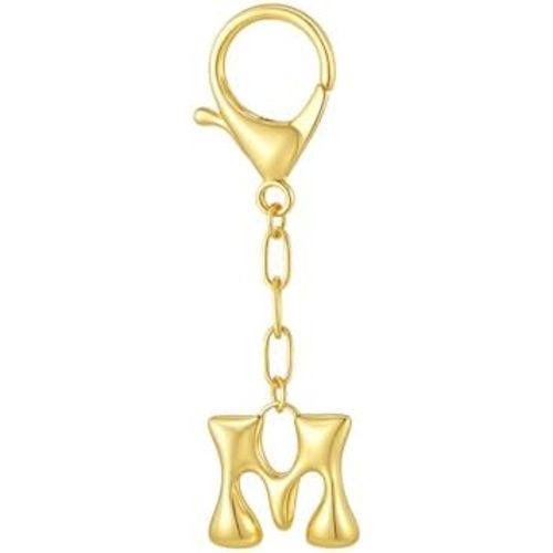 Gold Bubble Initial Keychain Charm for Women Chunky Bag Purse Charms A-Z Letter Key Chains for Handbag Accessories
