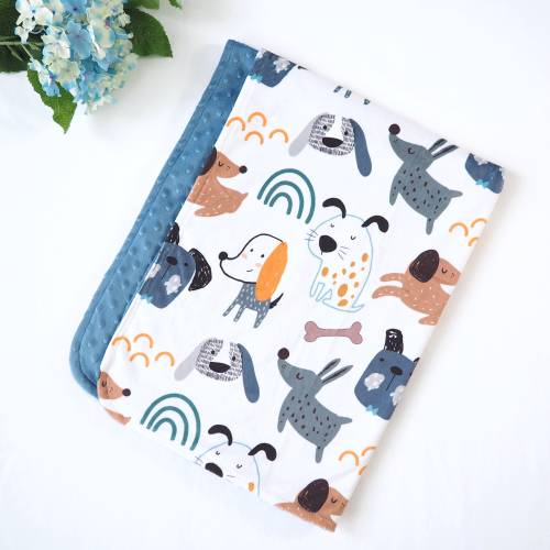 30x40 inch Dog Pet Premium Baby & Toddler Minky Dot Blanket, Super Soft, Plush Lightweight Blue Baby Shower Gift, Newborn Neutral Gift