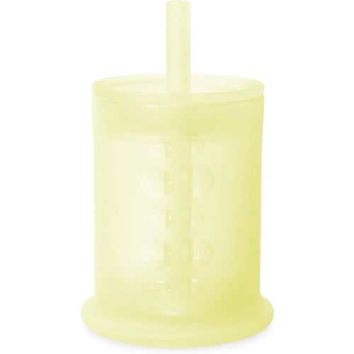 Olababy Silicone Training Cup with Straw Lid | Babies Water Drinking Cup | 6+ Mo Infant To 12-18 Months Toddler | Sippy Cup For Kids & Smoothie Cup | Baby Led Weaning (Lemon, 5 oz)