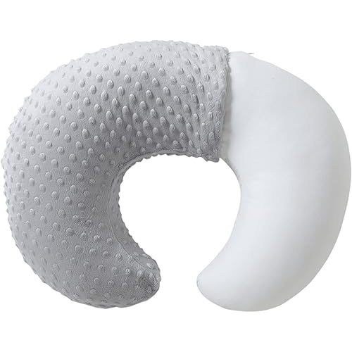 Baby Nursing Pillow and Body Positioner with Premium Slipcover for Breastfeeding for Baby Boys and Girls, Feeding Pillow with Breathable Comfortable Pillowcase (Gray)