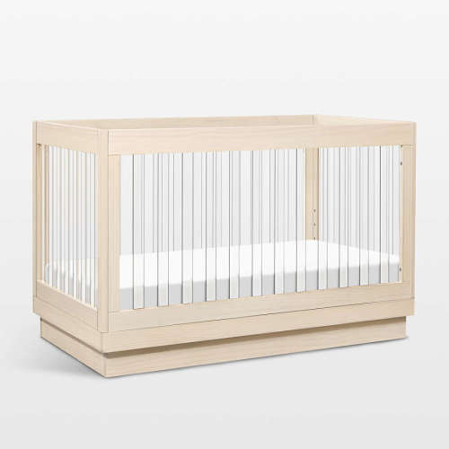 Babyletto Harlow Natural Acrylic 3-in-1 Convertible Baby Crib with Toddler Bed Conversion Kit