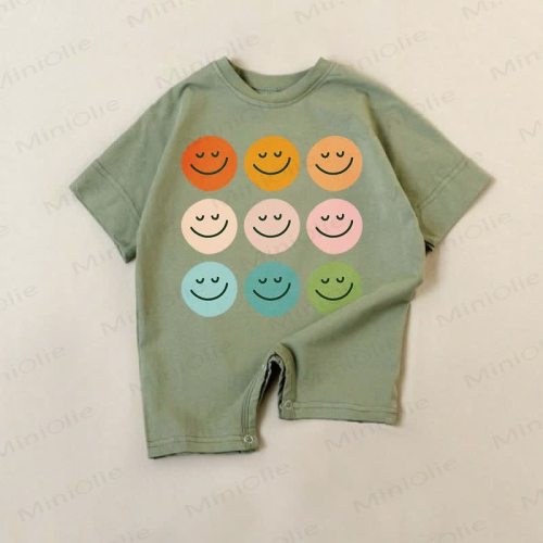 Baby Colored Smile Face Green Romper (3-6mos)