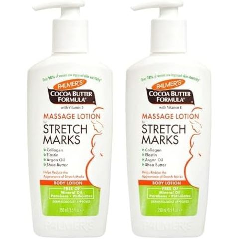 Palmer's Cocoa Butter Formula Massage Lotion for Stretch Marks, Pregnancy Skin Care, Belly Cream with Collagen, Elastin, Argan Oil and Shea Butter, 8.5 Ounces (Pack of 2)