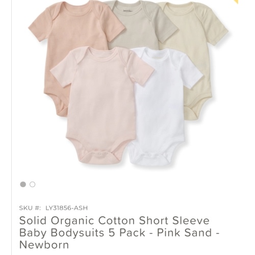 Solid Organic Cotton Short Sleeve Baby Bodysuits 5 Pack, Pink Sand - Newborn