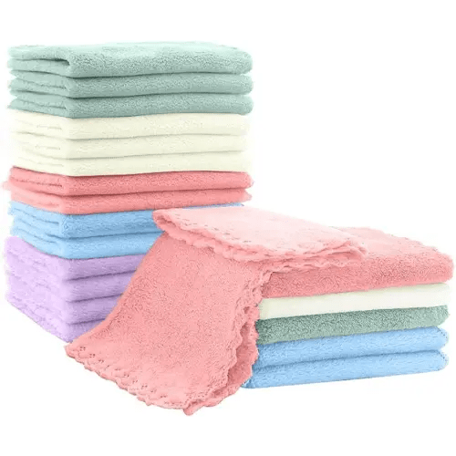 20 Pack 10x10 Inches Microfiber Coral Fleece Baby Washcloths,Extra Absorbent,Soft Wash Clothes,Bath Face Towel for Newborn,Infant and Toddlers (Muticolor)