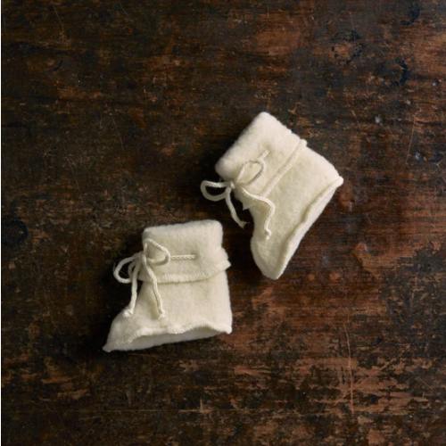 Baby Merino Wool Fleece Booties - Natural