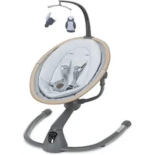 Maxi-Cosi Cassia Smart Baby Swing for Infants, Portable Foldable Swing with Music, 360 Rotation, 5 Speeds, 12 Melodies, EcoCare Fabric, Auto Motion Sensor, 2 Reclines, Classic Slate
