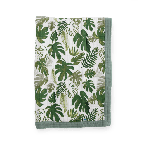 Cotton Muslin Baby Quilt - Tropical Leaf