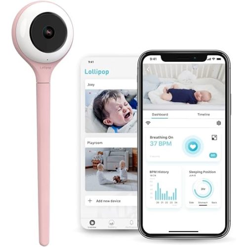 Lollipop Baby Monitor Upgraded Smart Wi-Fi Camera of True Crying Detection, Two-Way Audio, Infrared Night Vision – Ideal Gift for Baby Shower