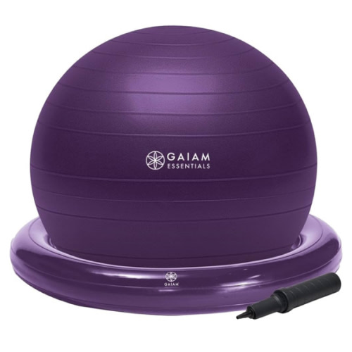 Gaiam Essentials Balance Ball & Base Kit, 65cm Yoga Ball Chair, Exercise Ball with Inflatable Ring Base for Home or Office Desk, Includes Air Pump