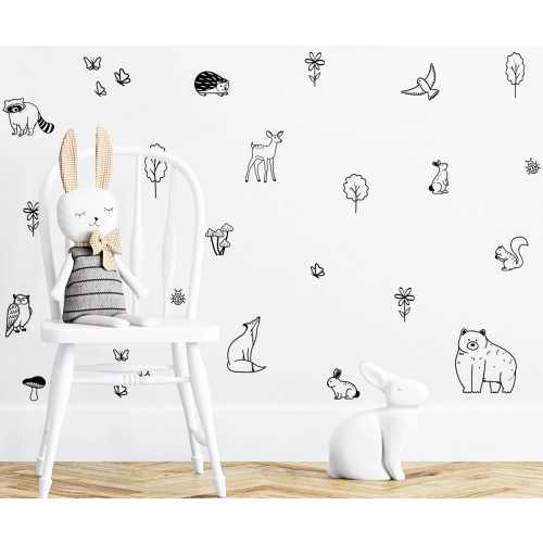 Woodland Wall Decals / Wilderness Stickers / Removable Decals / Forest Decals / Forest Animals / Boys Nursery