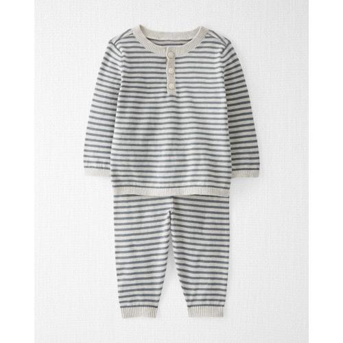Baby Striped Organic Cotton Sweater Knit Set - Style,Grey Heather, 6 Months