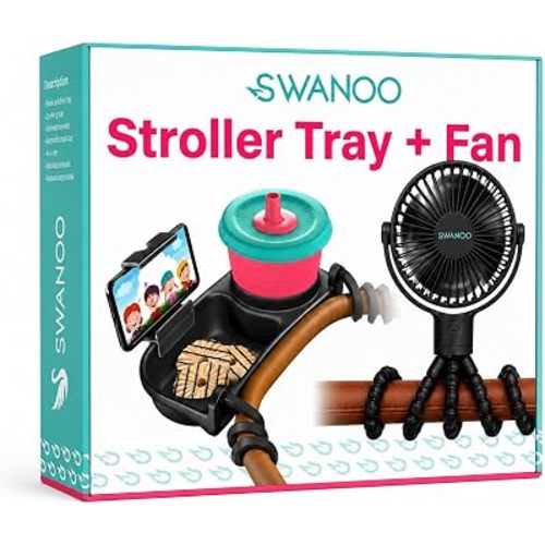 Stroller Snack Tray with Fan, Single Pack, Stroller Bumper Bar