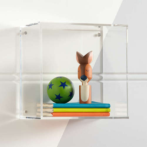 Crate & Barrel Clear Acrylic Floating Cube Shelf