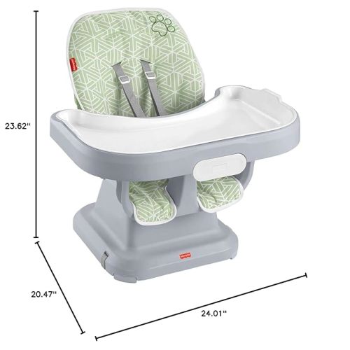 Fisher-Price Baby to Toddler High Chair SpaceSaver Simple Clean Portable Dining Seat & Booster with Washable Deep Tray & Liner, Puppy Perfection